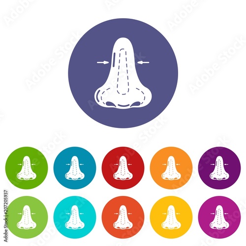 Rhinoplasty icons color set vector for any web design on white background