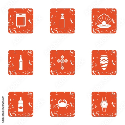 Communion icons set. Grunge set of 9 communion vector icons for web isolated on white background
