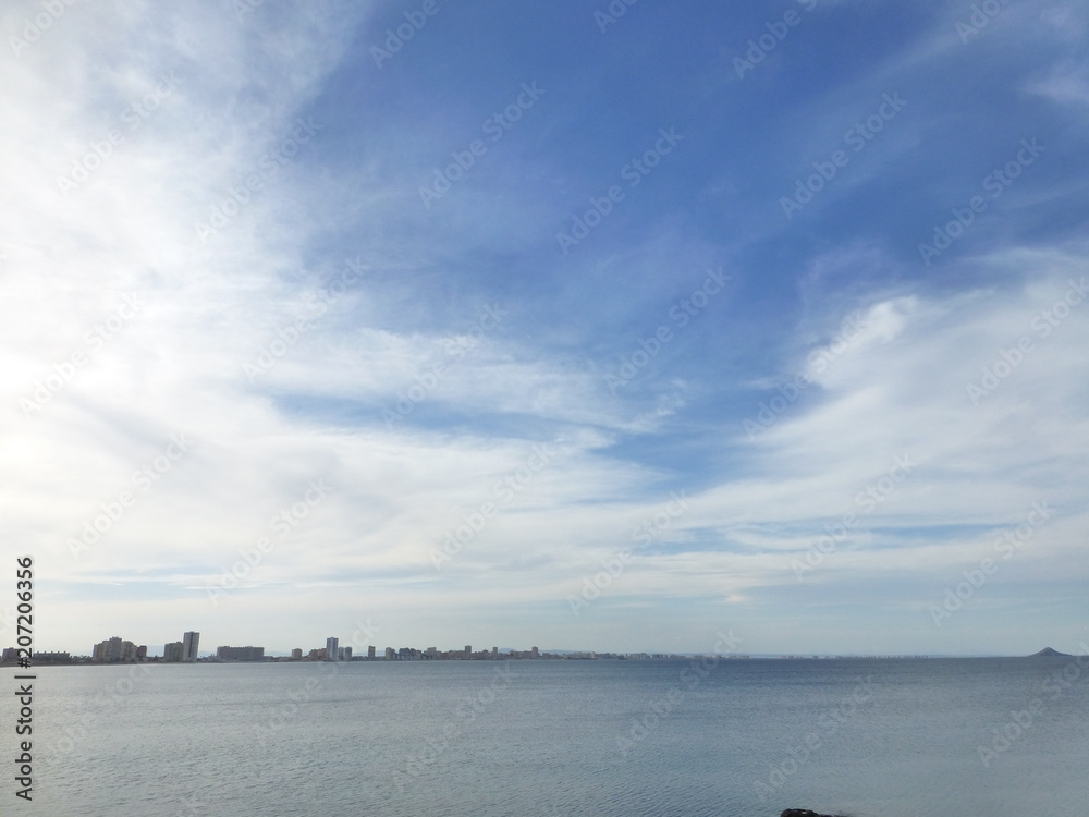 La Manga del Mar Menor en Cabo de Palos, poblacion de España en aguas del mar Mediterráneo que se encuentra en el municipio de Cartagena, en la Región de Murcia (España)
