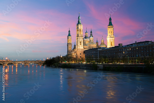 Cathedral Basilica of Our Lady of the Pillar, Zaragoza the capital city of of Aragon, Spain.