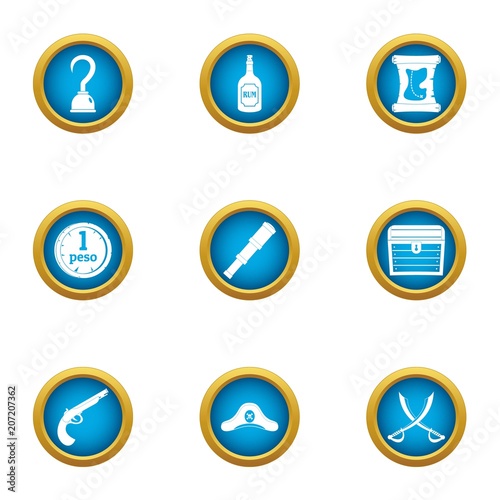 Filibuster icons set. Flat set of 9 filibuster vector icons for web isolated on white background