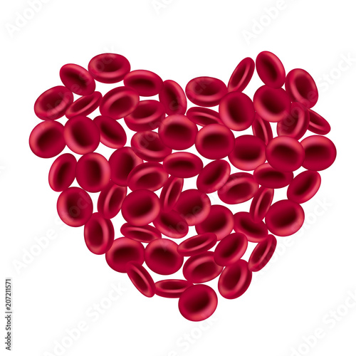 Vector drawn red cell,isolated on white background.