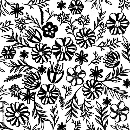 flower and leafs decorative pattern background vector illustration design