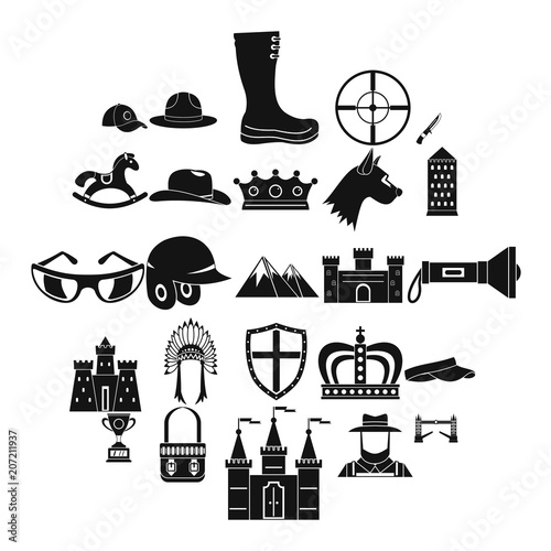 Equestrian icons set. Simple set of 25 equestrian vector icons for web isolated on white background