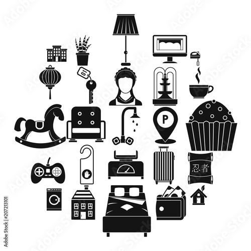 Small house for rest icons set. Simple set of 25 small house for rest vector icons for web isolated on white background