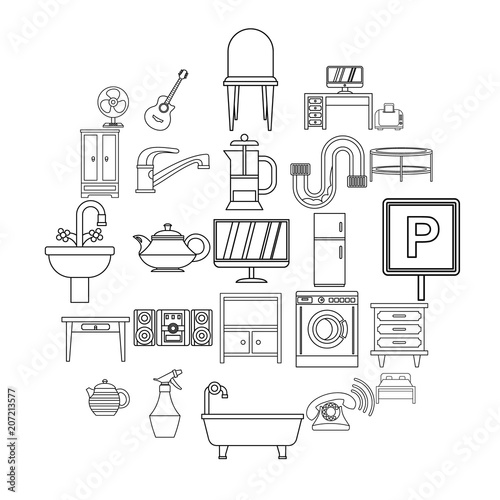 Lodging house icons set. Outline set of 25 lodging house vector icons for web isolated on white background