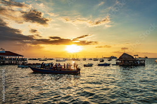 Sunset in Stone Town, Zanzibar, Tanzania. Zanzibar is a semi-autonomous region of Tanzania in East Africa.