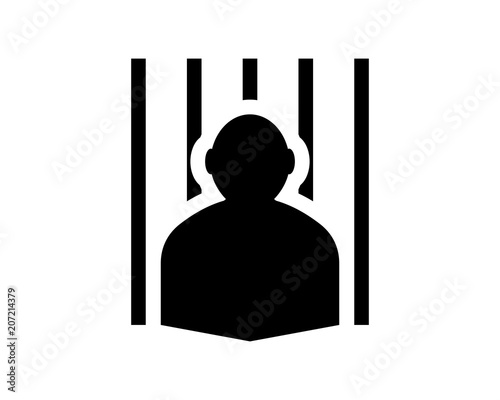 silhouette man jail law justice equal fairness image vector icon logo
