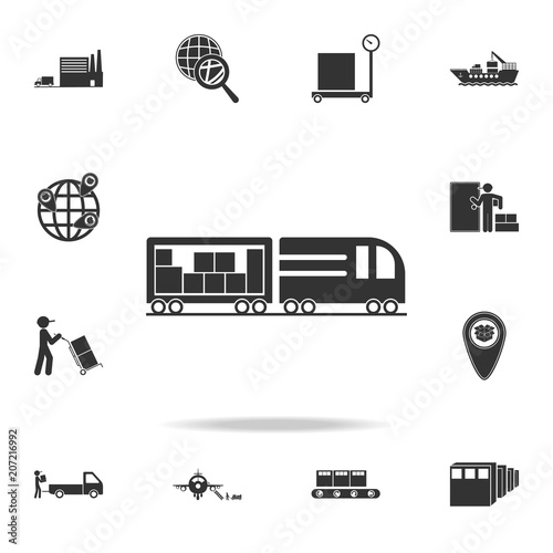 trailer brings packing boxes icon. Detailed set of logistic icons. Premium graphic design. One of the collection icons for websites, web design, mobile app