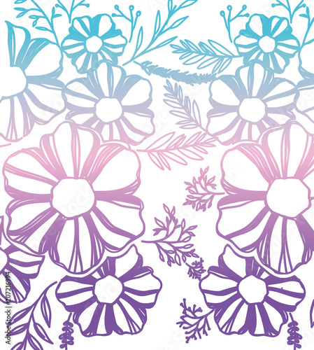Wallpaper Mural flower and leafs decorative pattern background vector illustration design Torontodigital.ca