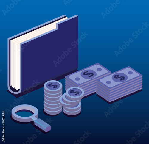 finacial transaction isometric set icons vector illustration design