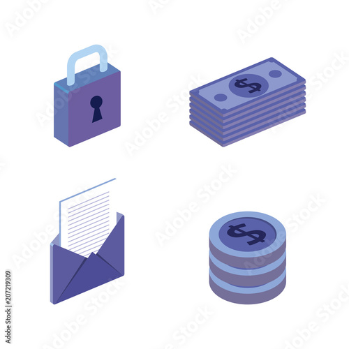 finacial transaction isometric set icons vector illustration design