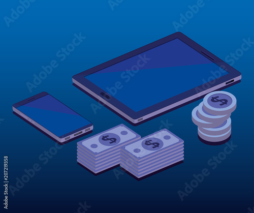 finacial transaction isometric set icons vector illustration design