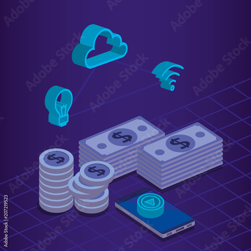 finacial transaction isometric set icons vector illustration design
