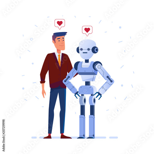 Robot and human in love
