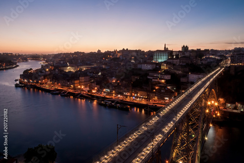 illuminated Porto city