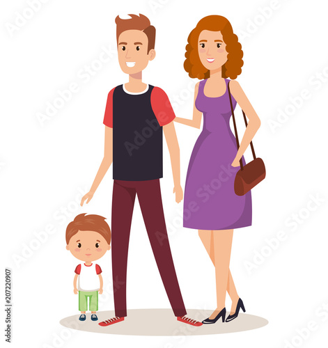 father and mother with son vector illustration design