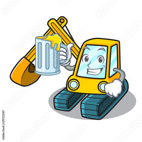 With juice excavator mascot cartoon style