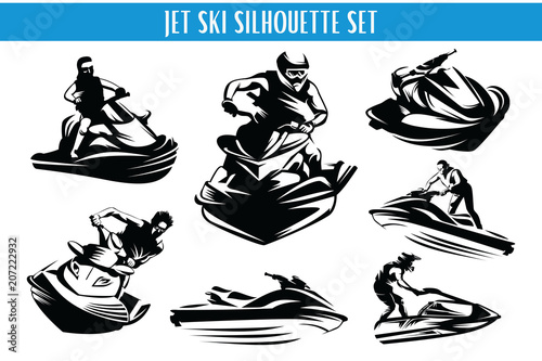 Extreme Jet Ski Silhouette Set