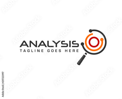 Search Engine Optimization and Abstract electronic technology creative sign. circle analysis search Magnifier logo