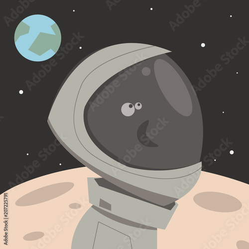 Man on the moon.Cartoon style.Vector illustration.