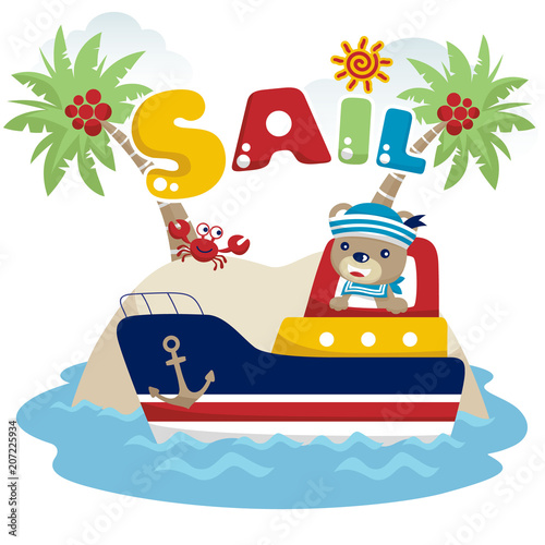 Fototapeta Naklejka Na Ścianę i Meble -  cute sailor cartoon vector on the boat.