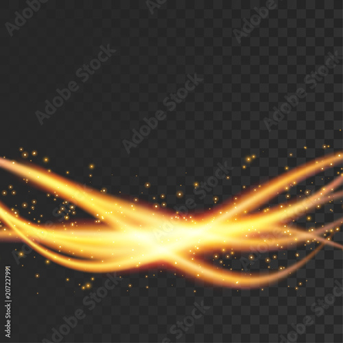 Orange futuristic transparent magical light streaks pattern layout