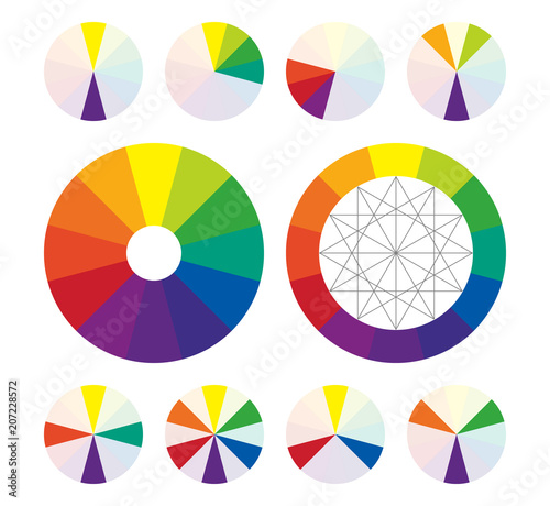 color wheel, complementary color schemes in vector