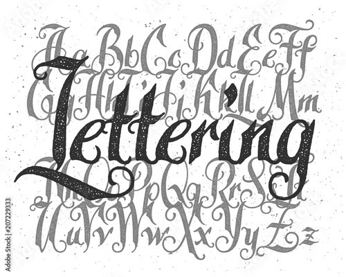 Rough lettering font set with noise textured effect