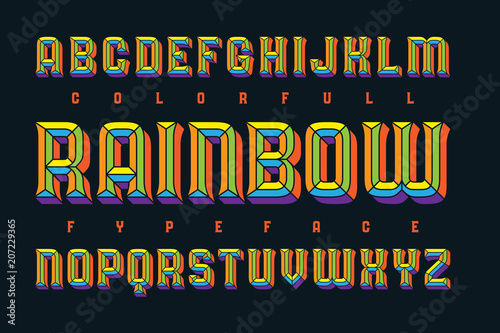 Foto Colorfull typeface with bright rainbow fill
