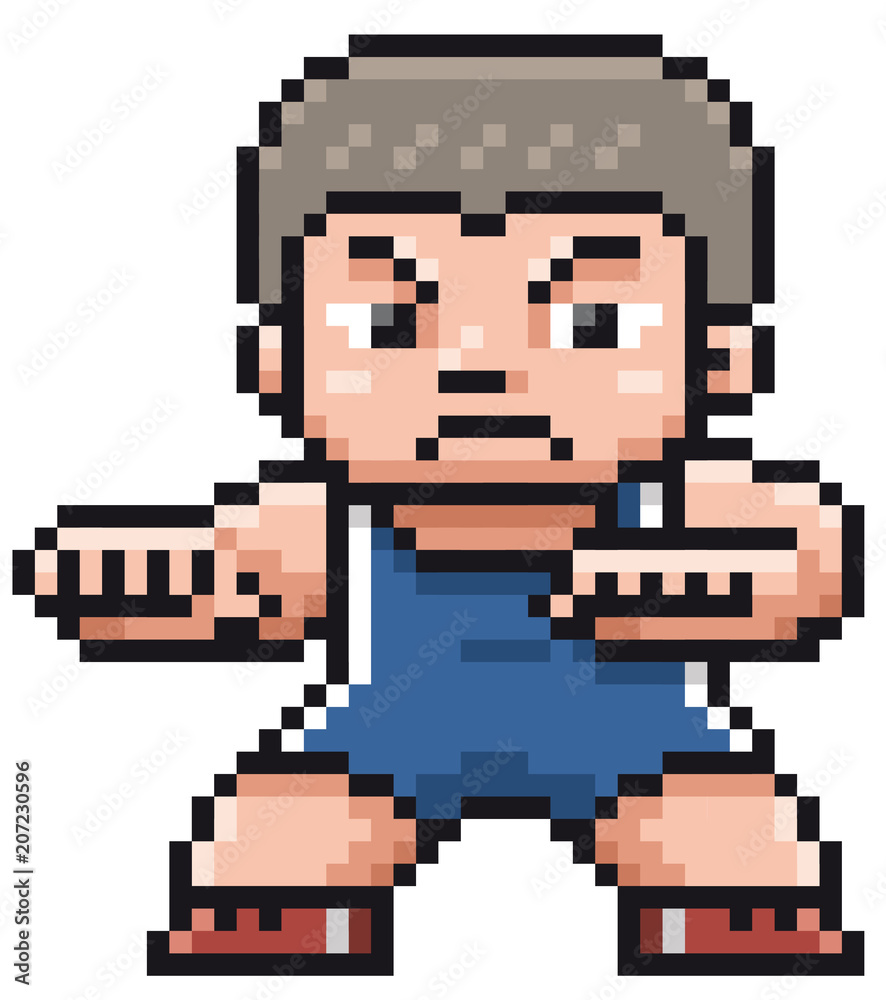 Vector illustration of Cartoon Wrestling player - Pixel design Vector illustration of Cartoon Wrestling player - Pixel design