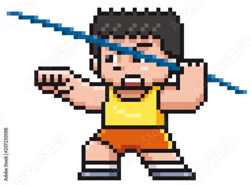 Vector illustration of Cartoon Javelin thrower - Pixel design
