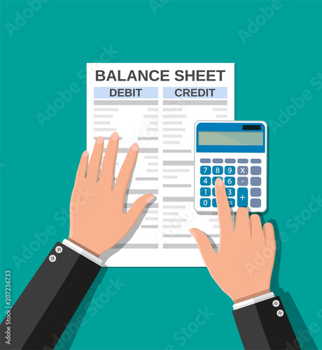 Accountant checks money balance photo