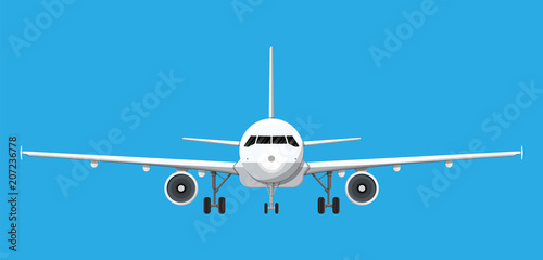 Airplane front view.