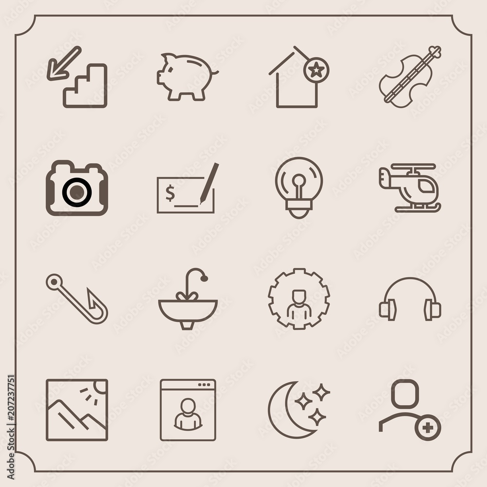 Modern, simple vector icon set with delete, bank, upstairs, fishing, favorite, star, sink, online, music, mobile, moon, water, account, coin, downstairs, hook, internet, sound, down, finance, up icons Modern, simple vector icon set with delete, bank, upstairs, fishing, favorite, star, sink, online, music, mobile, moon, water, account, coin, downstairs, hook, internet, sound, down, finance, up icons