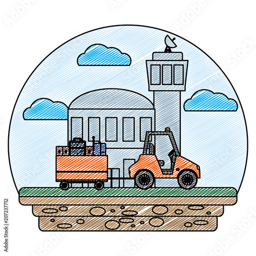 doodle building and vehicle towing luggage service