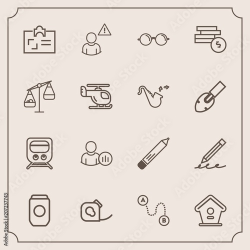 Modern, simple vector icon set with education, map, pen, train, aluminum, can, cash, destination, home, hand, friction, office, eyeglasses, transport, social, glasses, position, stationery, tin icons