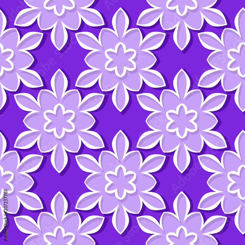 Seamless pattern. Floral violet and lilac 3d background