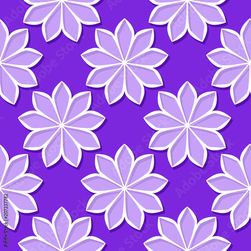 Seamless background with 3d floral violet and lilac elements