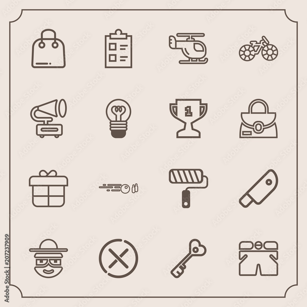Modern, simple vector icon set with holiday, knife, brush, air, cartoon, retail, ball, decoration, cut, fashion, checklist, happy, check, list, cancel, roller, hobby, helicopter, mark, hit, buy icons Modern, simple vector icon set with holiday, knife, brush, air, cartoon, retail, ball, decoration, cut, fashion, checklist, happy, check, list, cancel, roller, hobby, helicopter, mark, hit, buy icons
