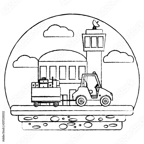 grunge building and vehicle towing luggage service