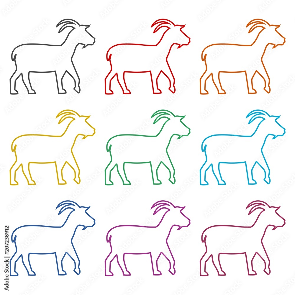 Goat icon, color icons set Goat icon, color icons set