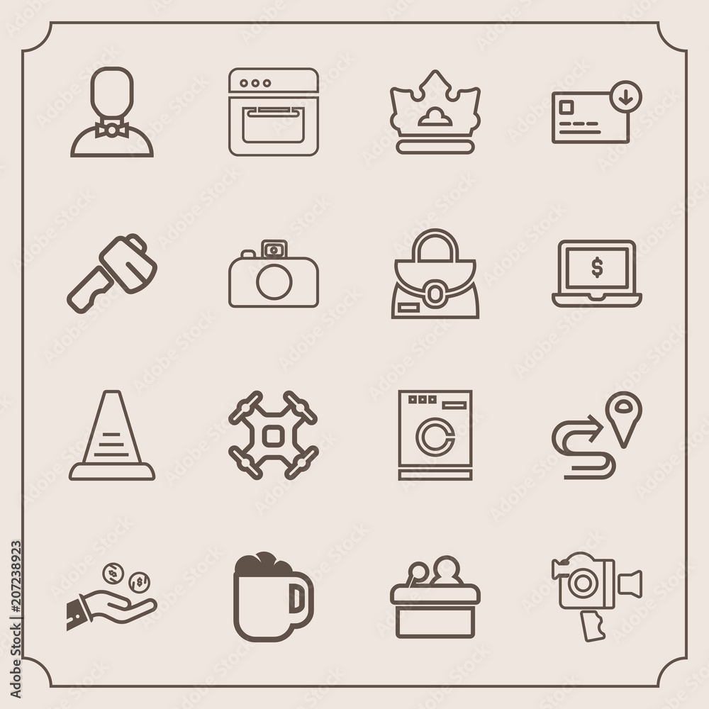 Modern, simple vector icon set with handle, washer, oven, appliance, film, internet, control, business, helicopter, conference, coin, cooking, technology, speaker, step, drink, concept, crown icons Modern, simple vector icon set with handle, washer, oven, appliance, film, internet, control, business, helicopter, conference, coin, cooking, technology, speaker, step, drink, concept, crown icons