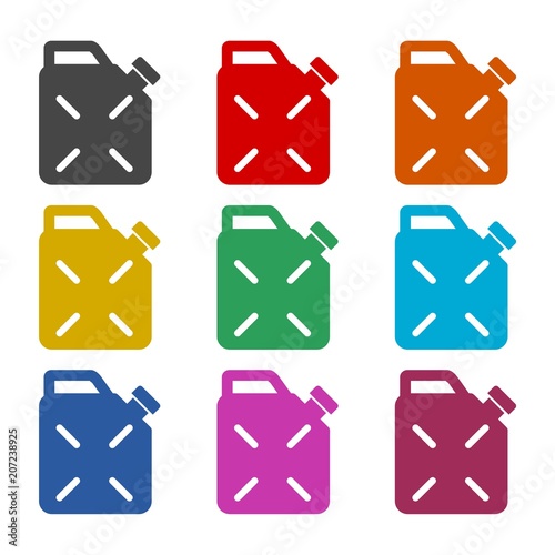 Jerrycan fuel icon, color icons set