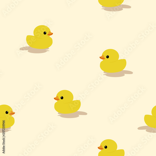 Obraz na plátně Seamless pattern little yellow duck toy on the beach