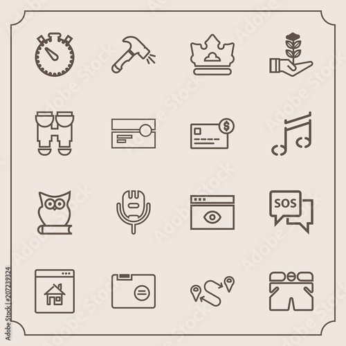 Modern, simple vector icon set with point, computer, owl, template, shovel, internet, window, file, folder, web, paper, music, danger, voice, online, emergency, song, karaoke, position, bird icons photo