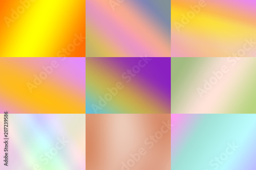 Set of 9 Multicolor Abstract blurred gradient. Empty space for text and design © Renat