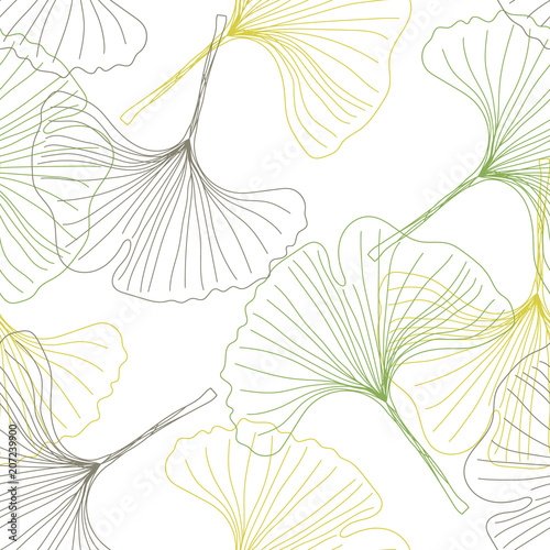 Seamless pattern Ginkgo biloba leaves on white background.printing wallpaper.vector illustration