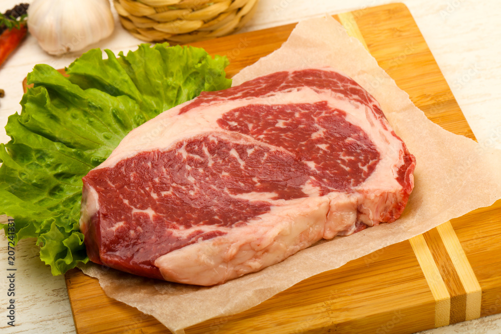 Rib eye raw steak