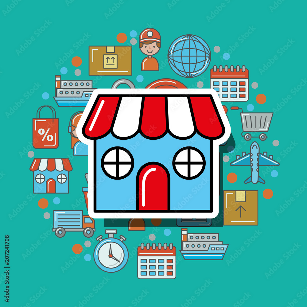 market store logistic and delivery vector illustration market store logistic and delivery vector illustration